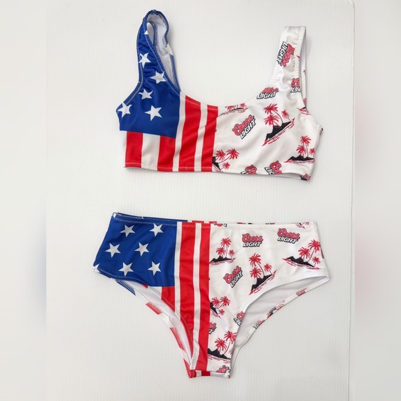 Coors Light American Flag Bikini Set - Blue, Red, and White - M - Picture 1 of 10